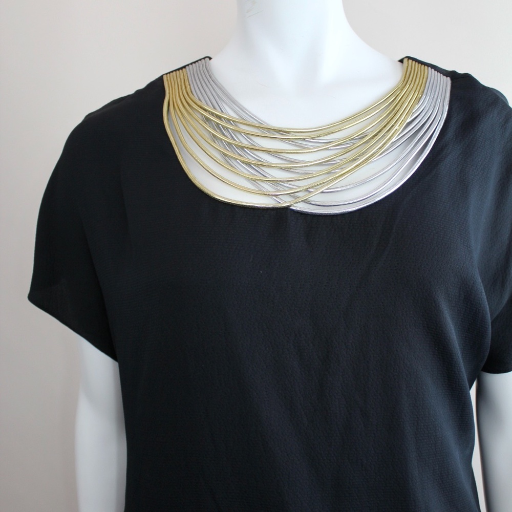 Philip Lim Silk Statement Collar Shift Dress LBD - Picture 2 of 8